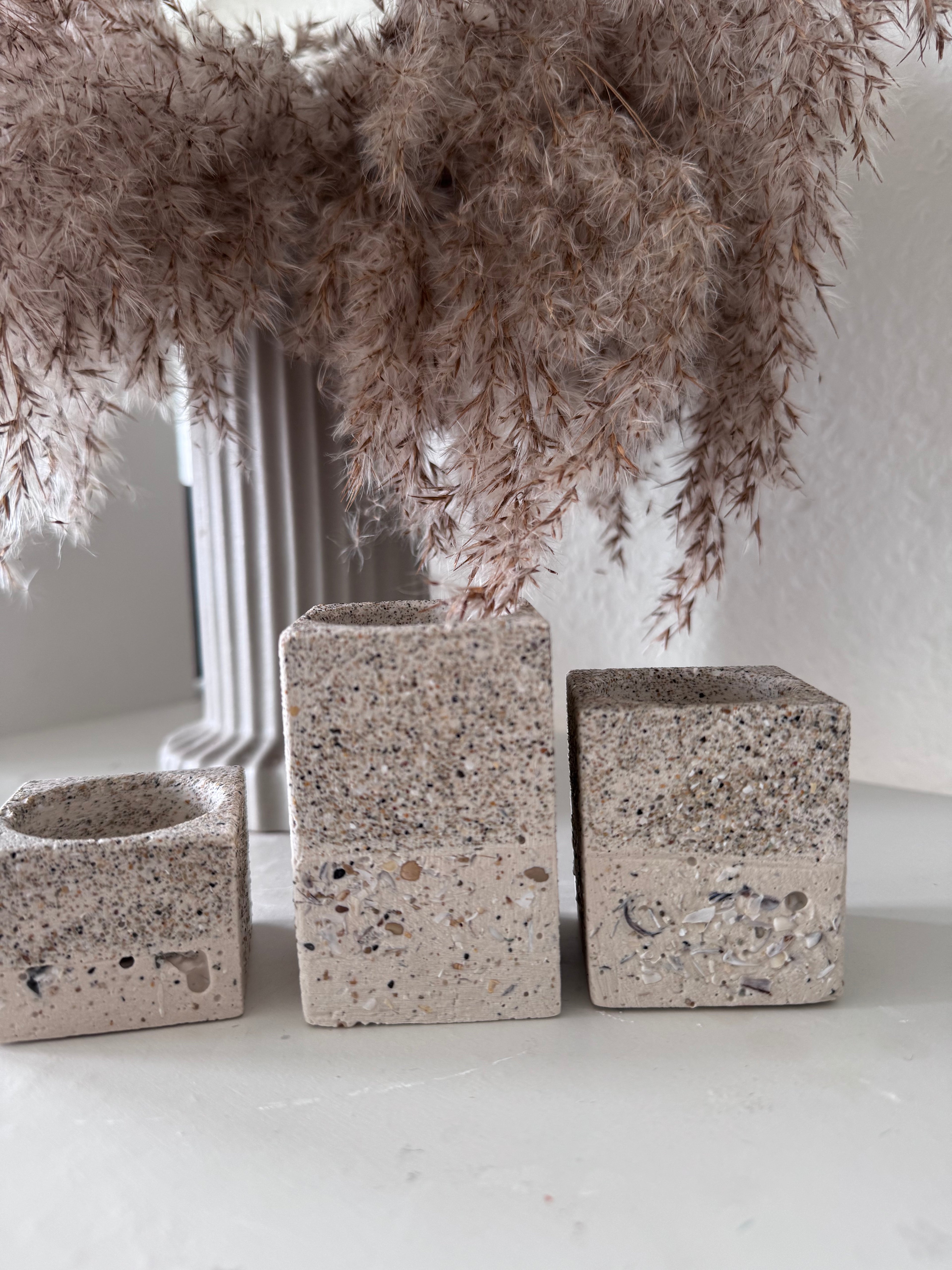 Sandstone Glow Candle Holder Set